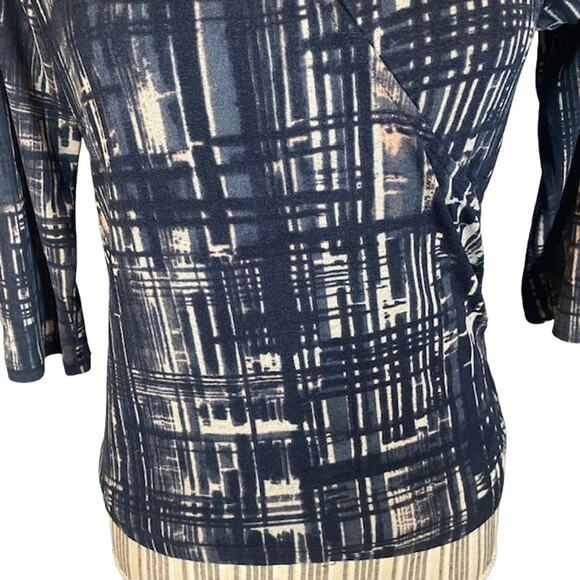 Anne Klein Black Printed Faux Wrap Style Career Blouse Women SZ S - Picture 4 of 7
